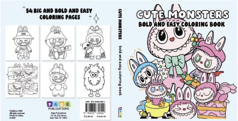 Cute Monsters (Labubu) Bold and Easy Coloring Book