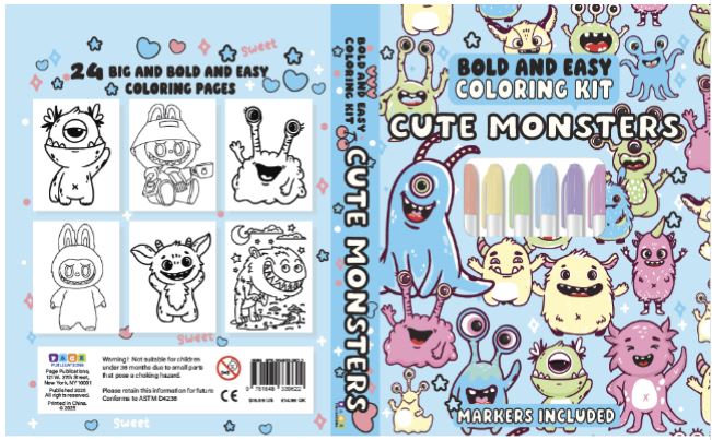 Cute Monsters Bold and Easy Coloring Kit