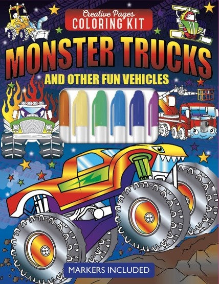 MONSTER TRUCKS AND OTHER FUN VEHICLES  CREATIVE PAGES COLORING KIT