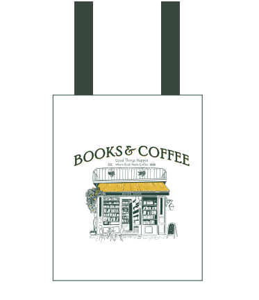 BOOKS AND COFFEE (GOOD THINGS HAPPEN) TOTE BAG