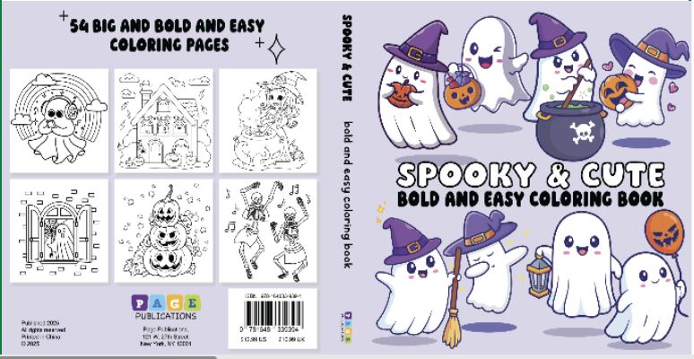 SPOOKY & CUTE BOLD AND EASY COLORING BOOK