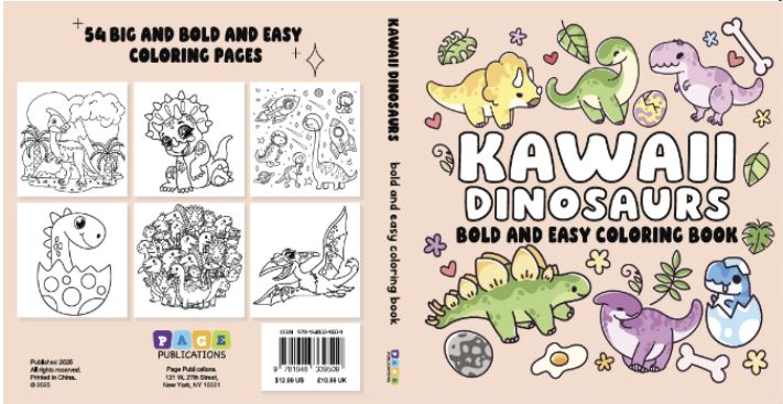 Kawaii Dinosaurs Bold and Easy Coloring Book