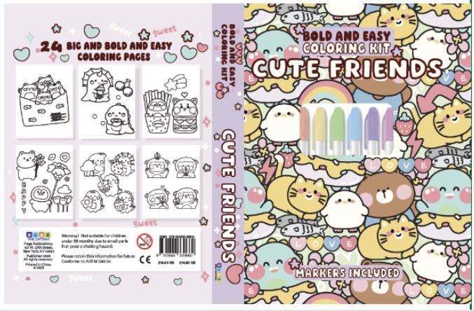 Cute Friends Bold and Easy Coloring Kit
