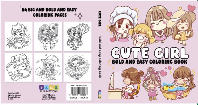 CUTE GIRL BOLD AND EASY COLORING BOOK