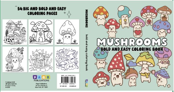 Mushrooms Bold and Easy Coloring Book