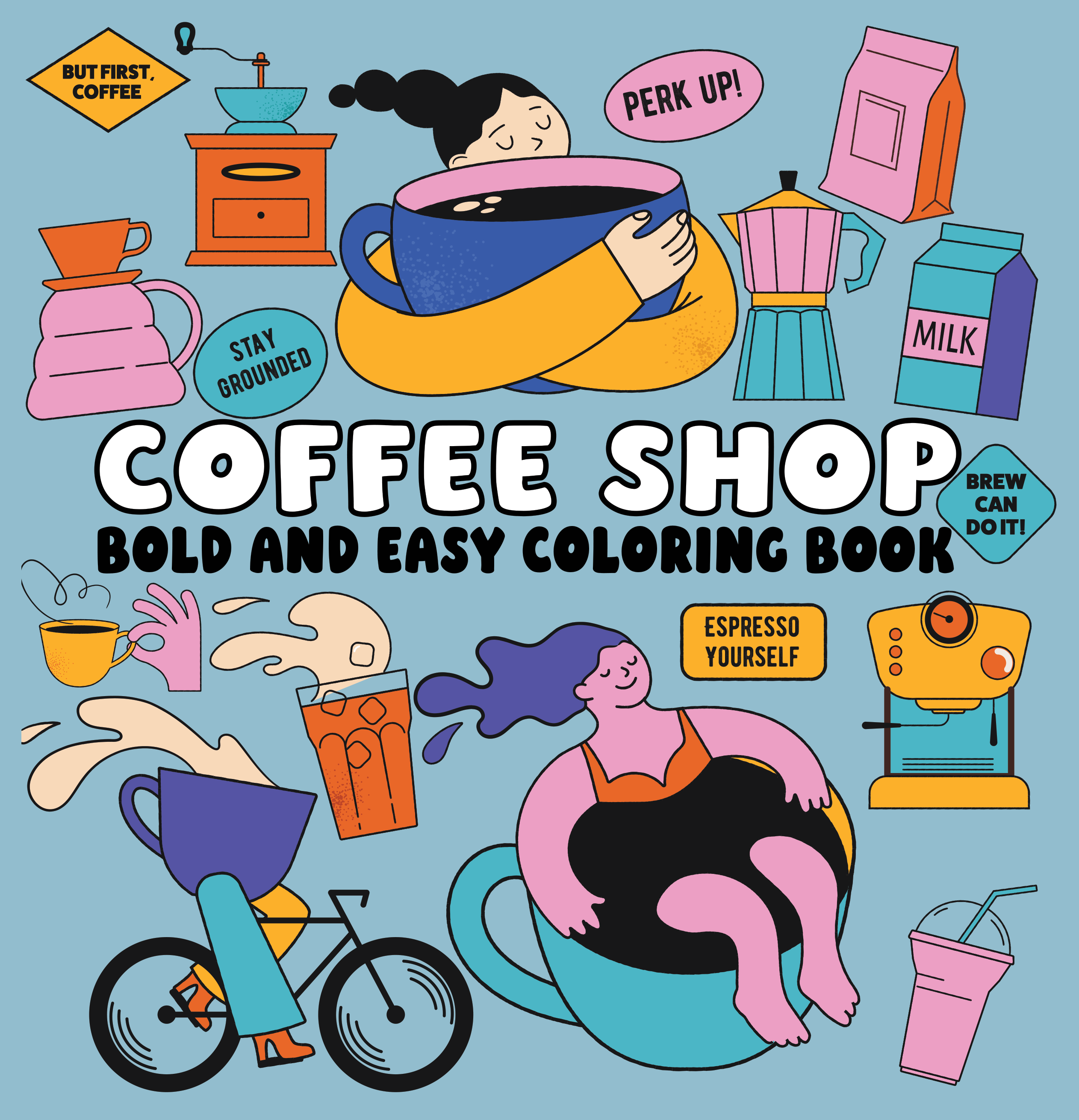 Coffee Shop Bold and Easy Coloring Book