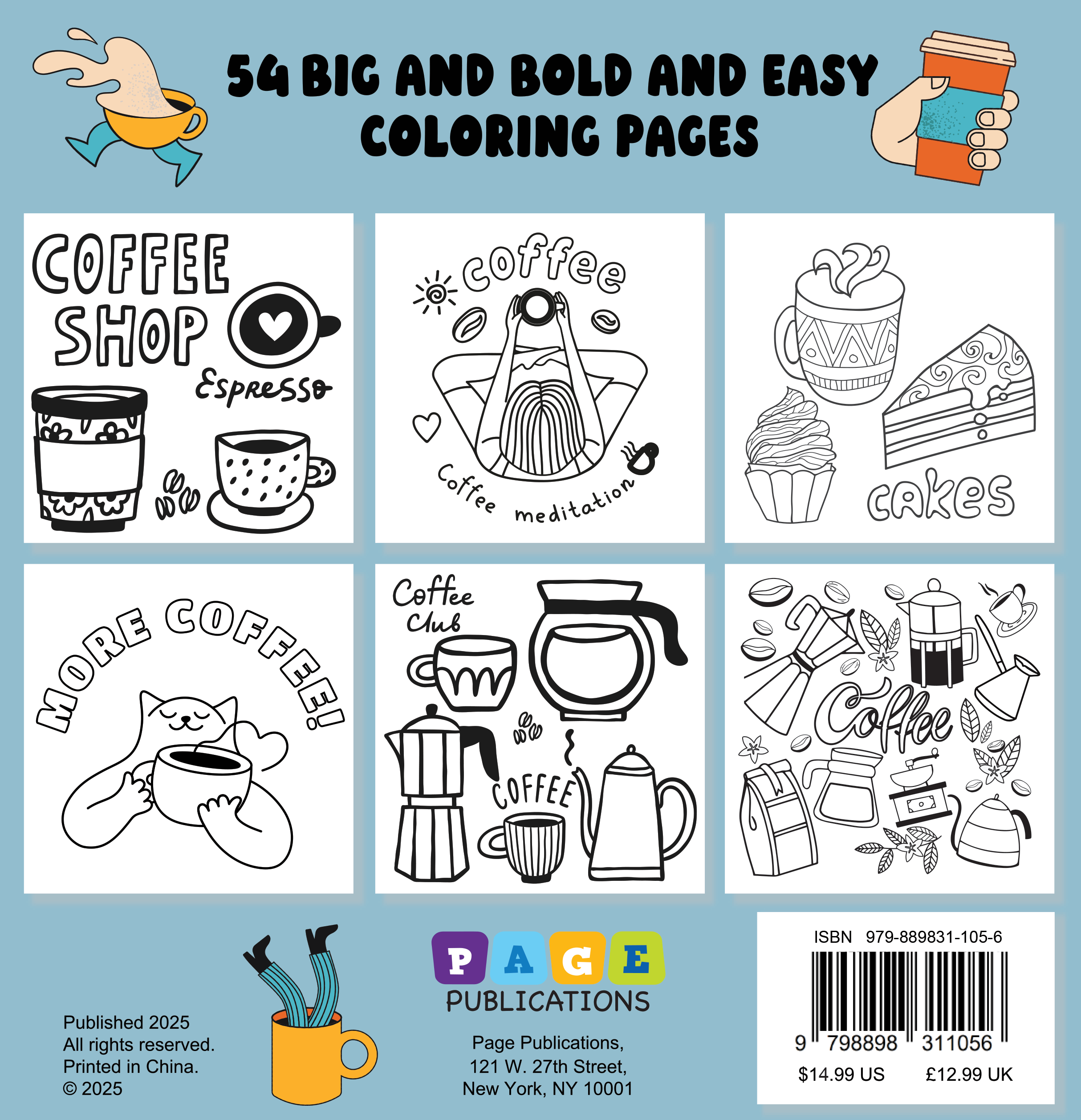 Coffee Shop Bold and Easy Coloring Book