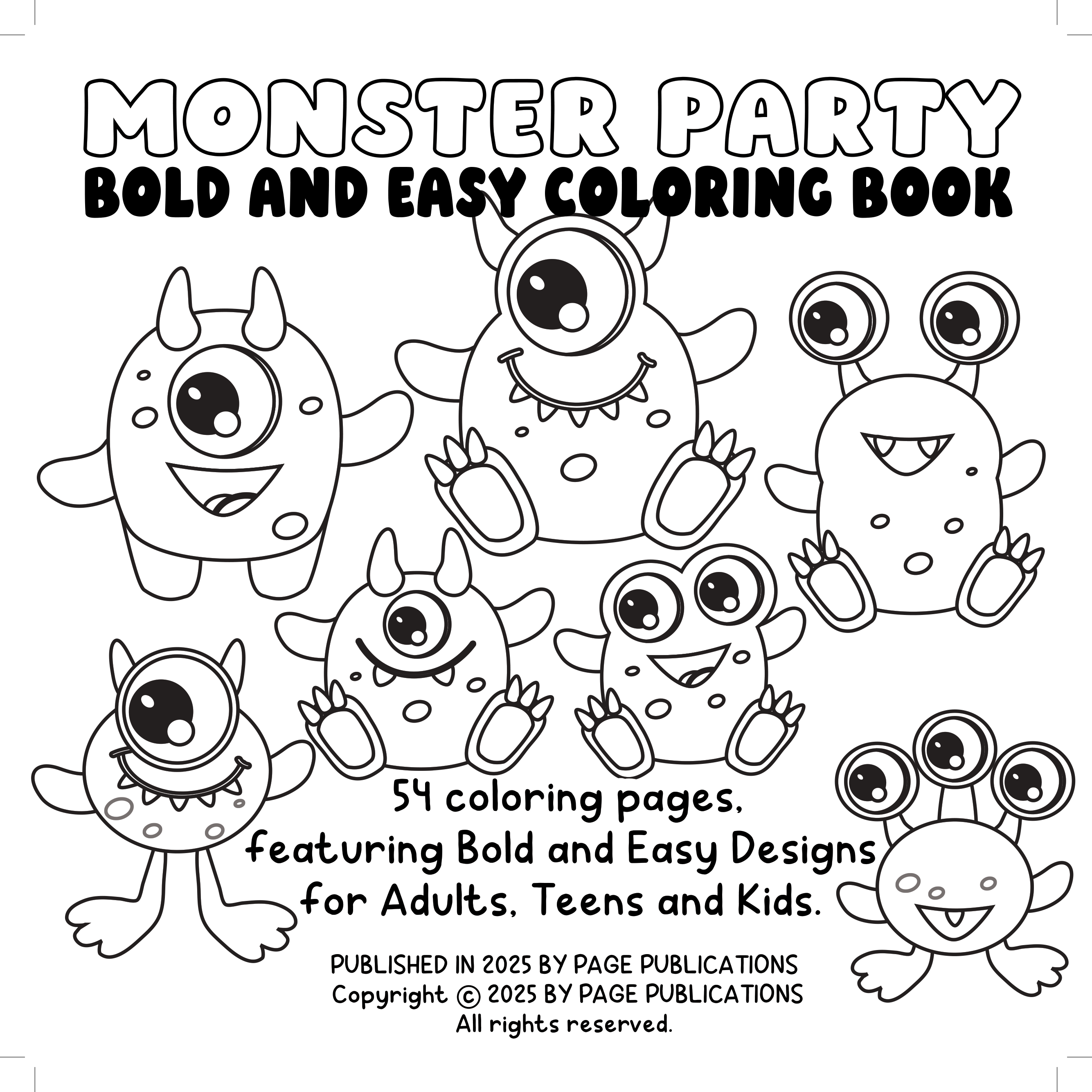 Monster Party Bold and Easy Coloring Book
