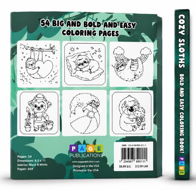COZY SLOTHS BOLD AND EASY COLORING BOOKS