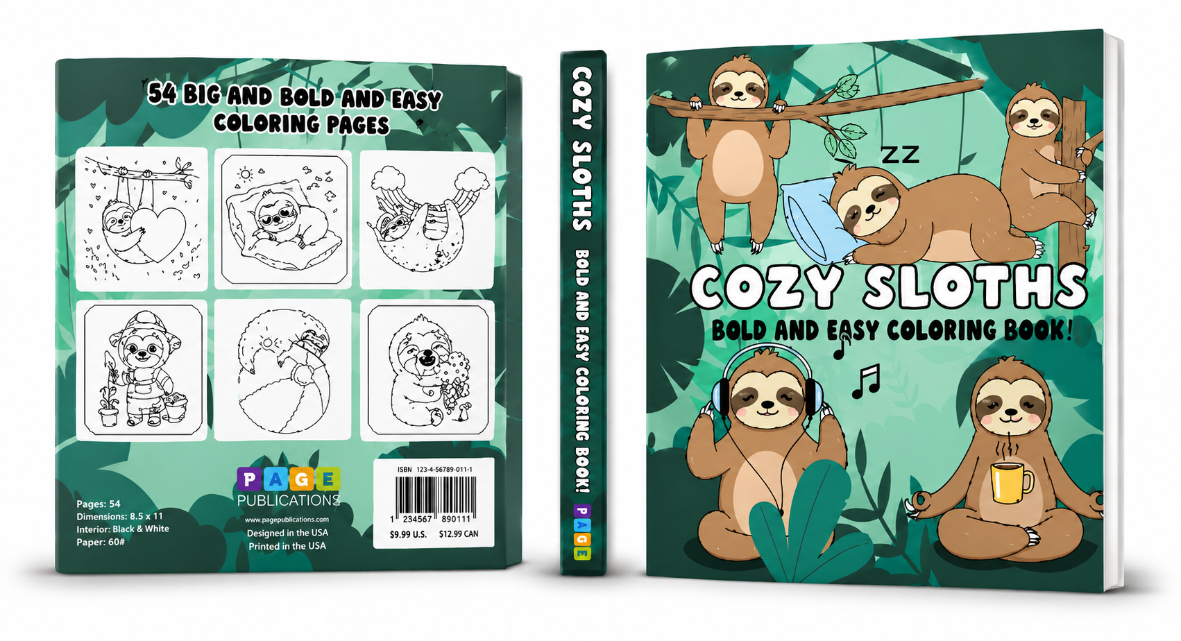 COZY SLOTHS BOLD AND EASY COLORING BOOKS