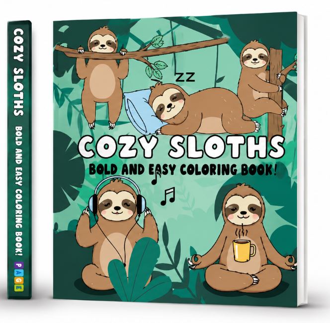 COZY SLOTHS BOLD AND EASY COLORING BOOKS