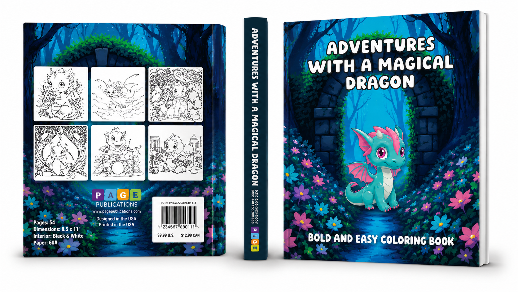 ADVENTURES WITH A MAGICAL DRAGON BOLD AND EASY COLORING BOOK