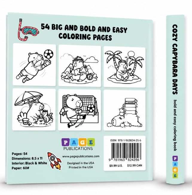 COZY CAPYBARA DAYS BOLD AND EASY COLORING BOOK