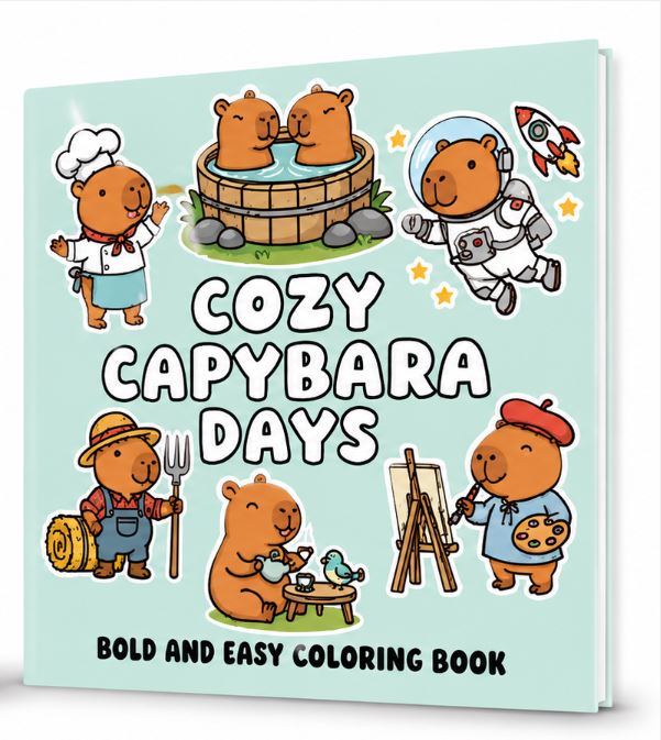 COZY CAPYBARA DAYS BOLD AND EASY COLORING BOOK