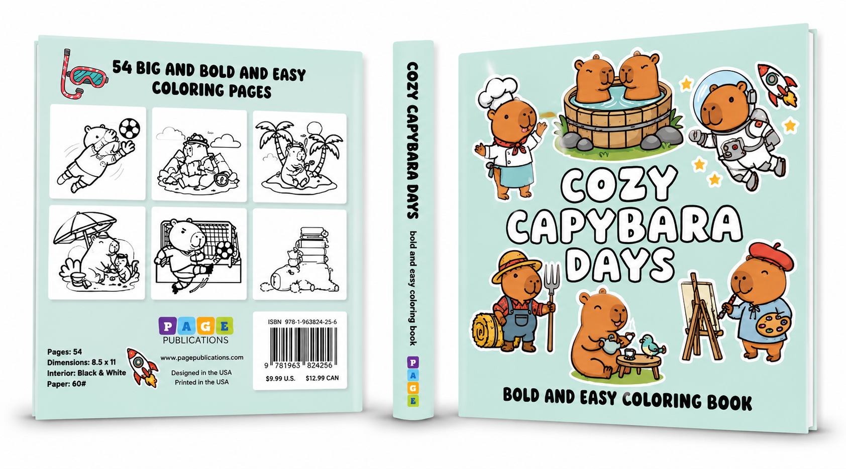 COZY CAPYBARA DAYS BOLD AND EASY COLORING BOOK