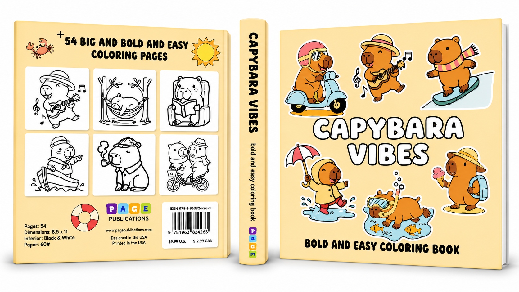 CAPYBARA VIBES BOLD AND EASY COLORING BOOK