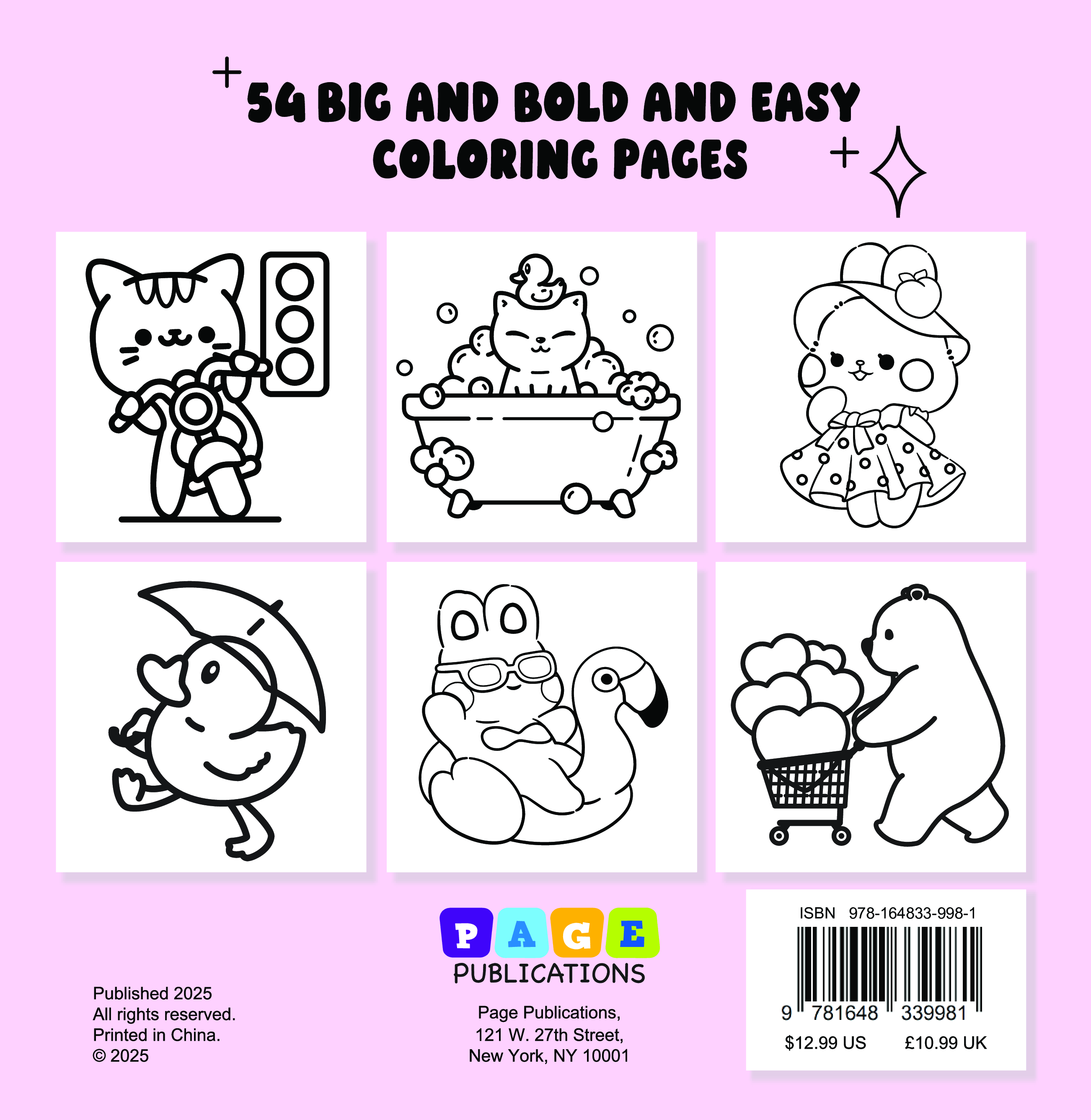 Cute Pets Bold and Easy Coloring Book – Page Publications