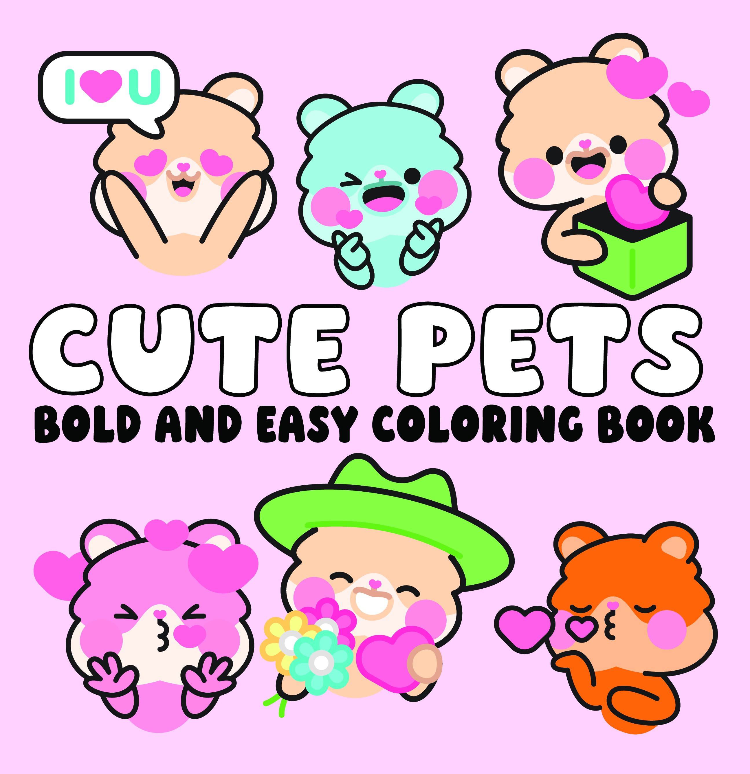 Cute Pets Bold and Easy Coloring Book