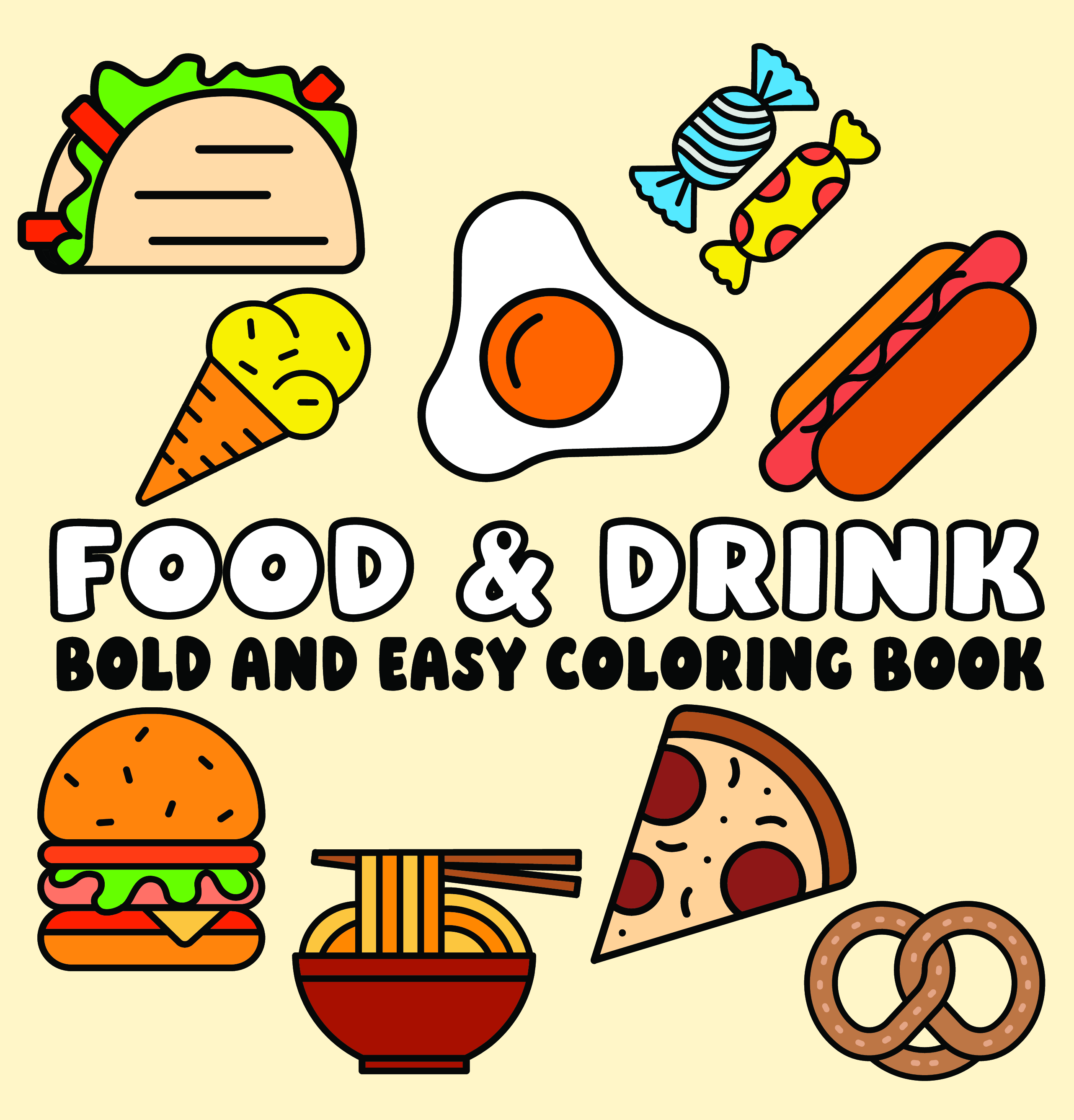 Food and Drink Bold and Easy Coloring Book