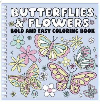 BUTTERFLIES AND FLOWERS Bold and Easy Coloring Book