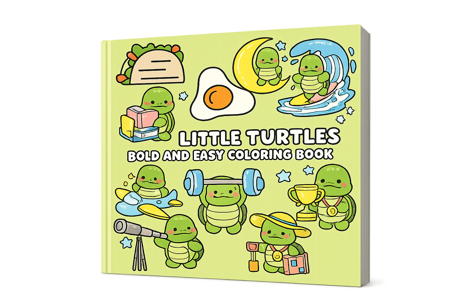 Cute Little Turtles Bold and Easy Coloring Book