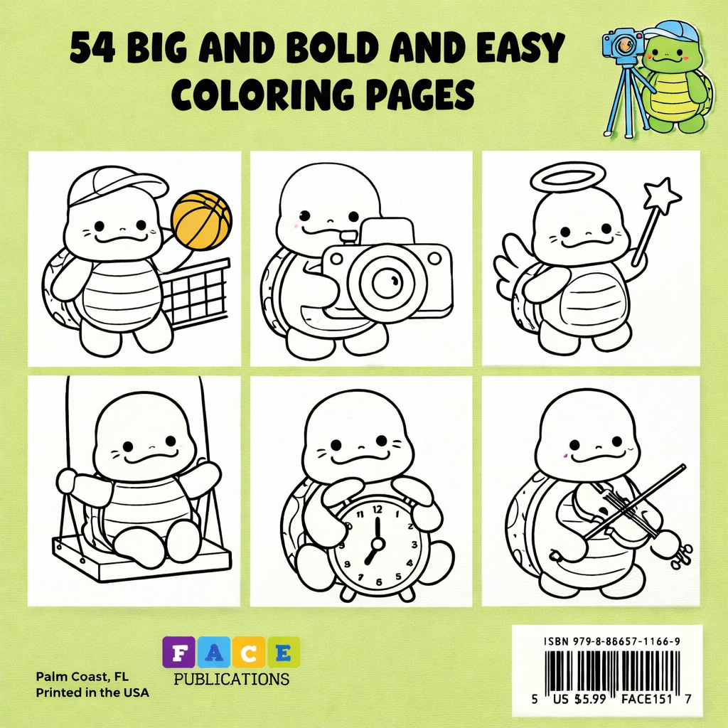 Cute Little Turtles Bold and Easy Coloring Book