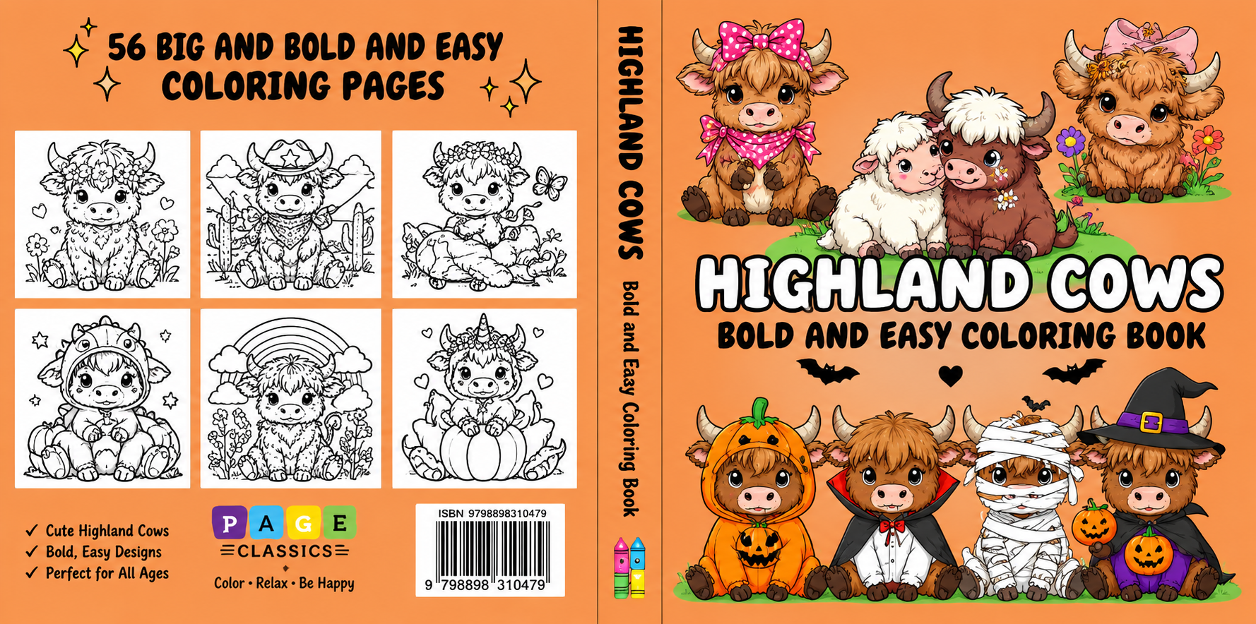 HIGHLAND COWS BOLD AND EASY COLORING BOOK