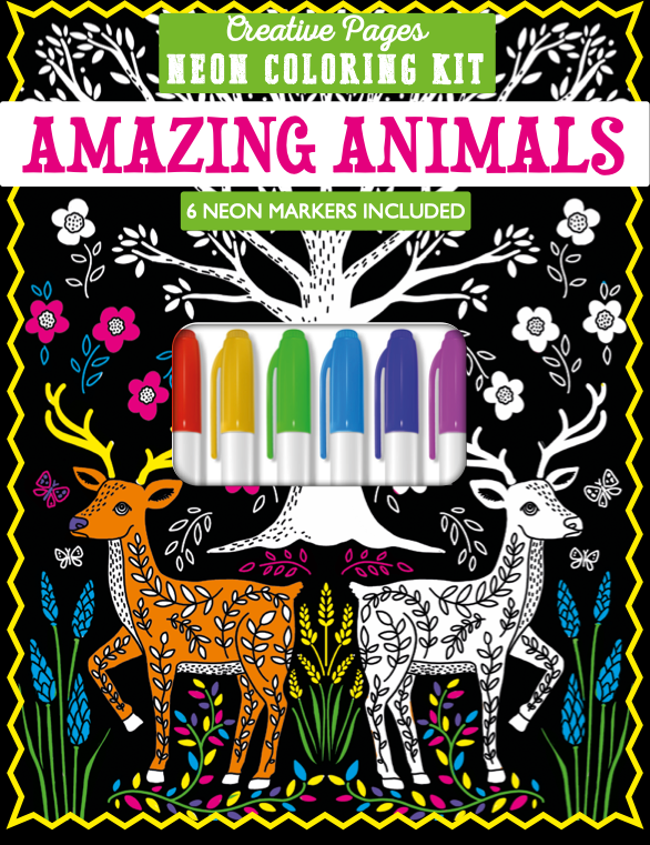 Creative Pages Neon Coloring Kit Amazing Animals